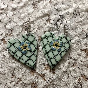 polymer clay Heart swarovski earrings